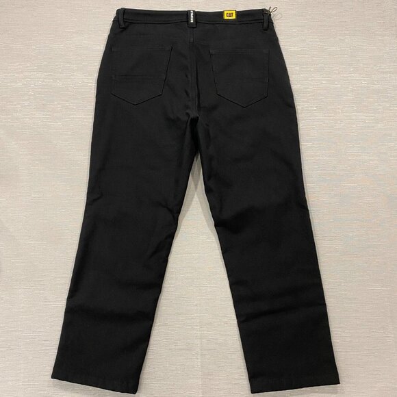 CAT Caterpillar Work Pants Mens 38 x 30 Black Canvas Fleece Lined Insulated - Picture 3 of 11